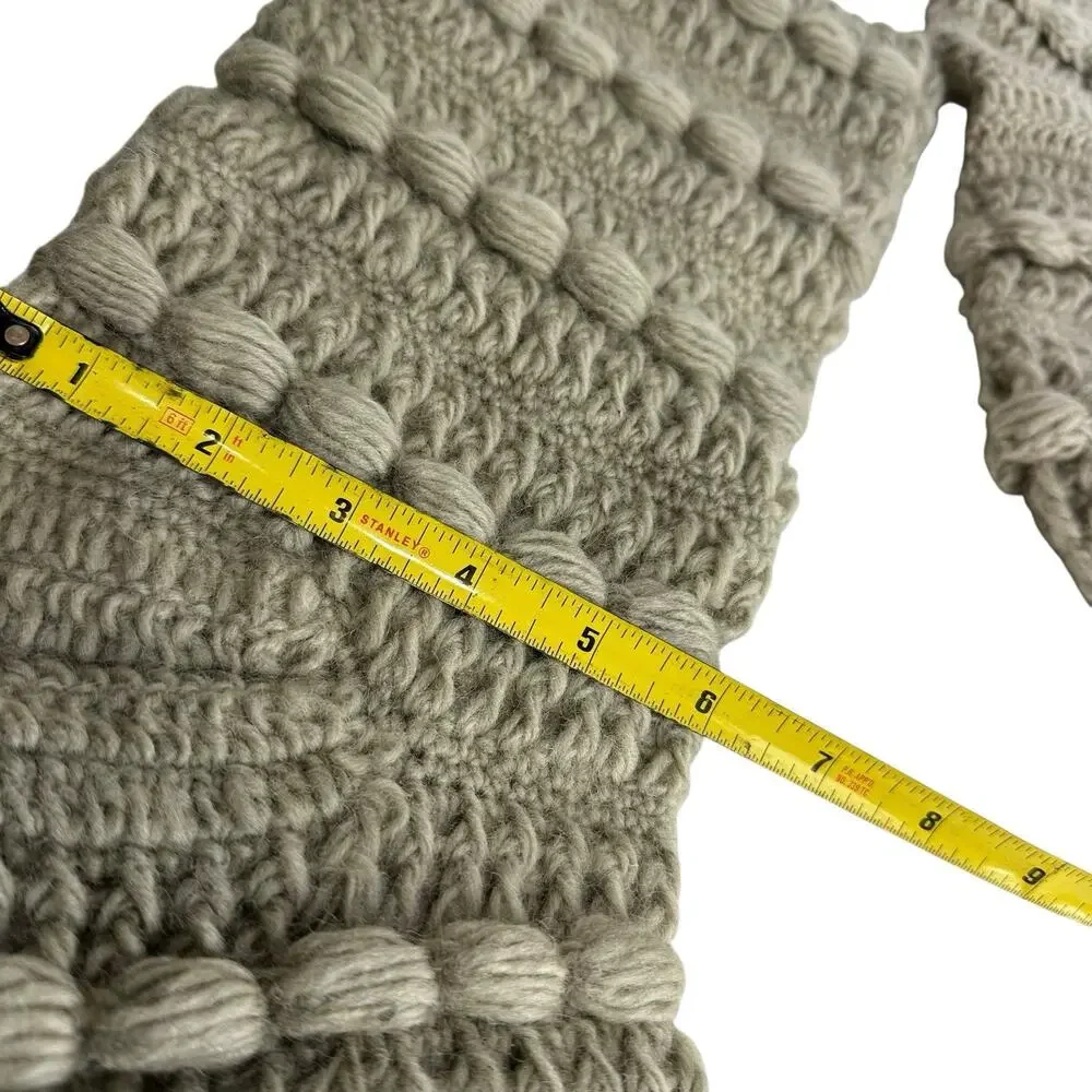Handmade Crochet Knit Christmas Stockings Gray Boho Cottagecore Set of 4 New